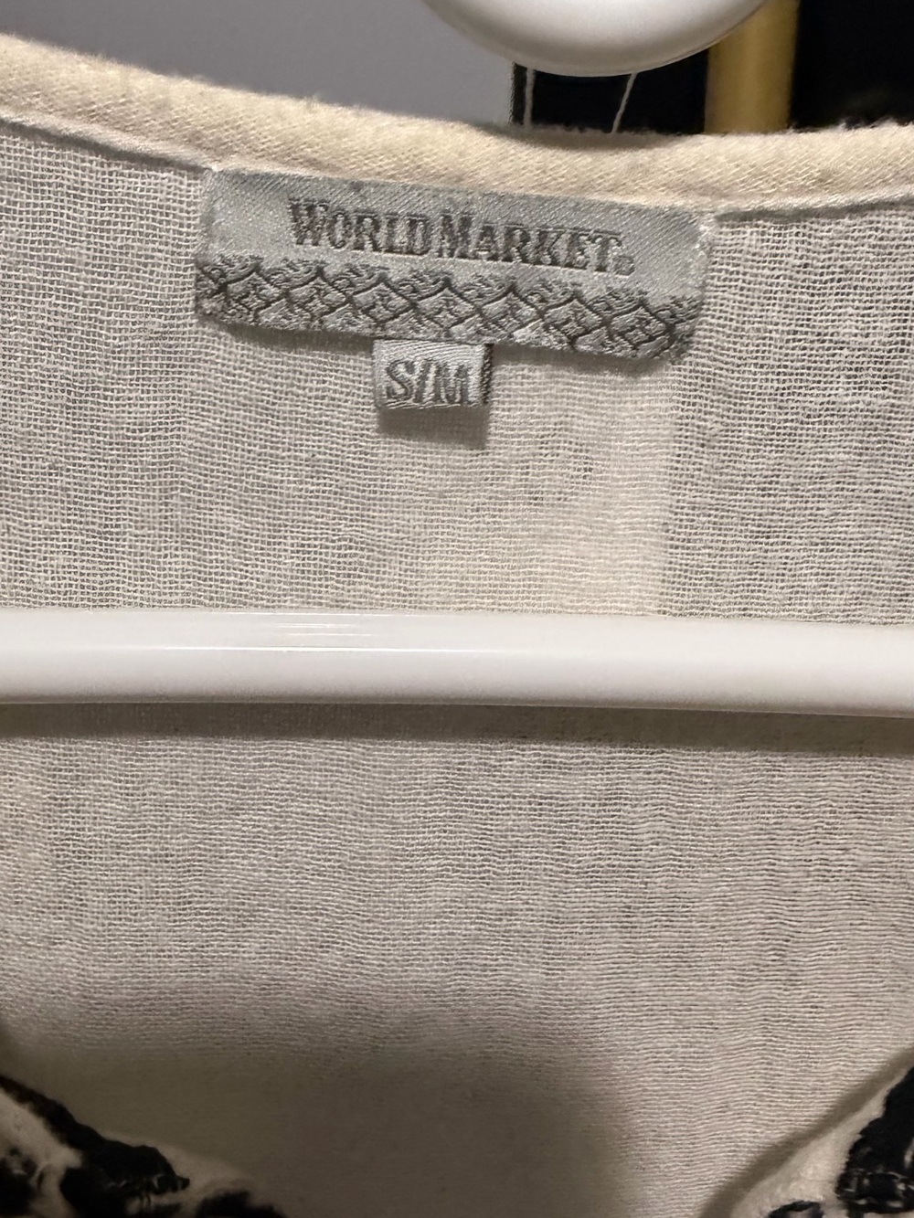 World Market Ivory Tunic with Black Embroidery and Tassels - Picture 3 of 4